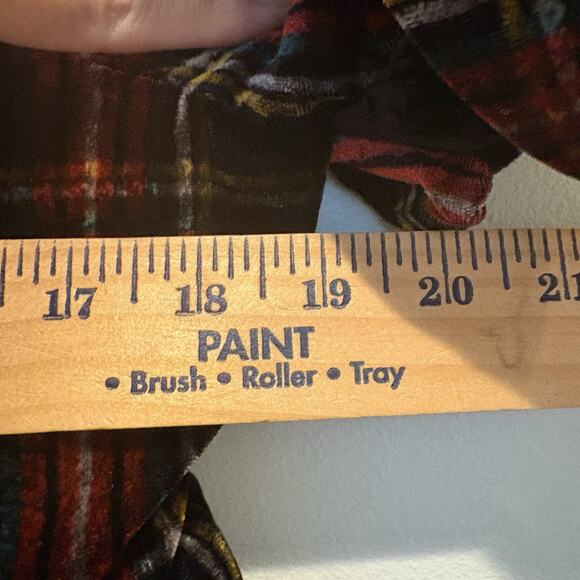 NWT Tartan Plaid Peplum Top Sz XL Black Red Velvet Open Back Puff Sleeve Preppy - Picture 13 of 16